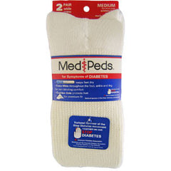 Medipeds Extra Wide Top Crew Sock - M - White - 2 Pairs