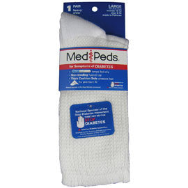 Medipeds Extra Cushion Crew Sock - L - White - 1 Pair