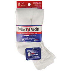 Medipeds Cushion Quarter Sock - M - White - 2 Pairs