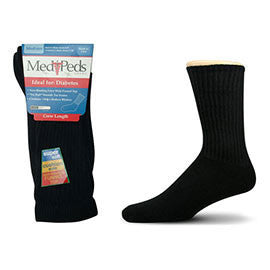 Medipeds Diabetic Crew Sock - M - Black - 2 Pairs