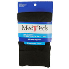 Medipeds Sheer Support Compression Knee High - L - Black - 1 Pair