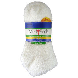 Medipeds Aloe Infused Moisturizing Sock - M - White - 3 Pairs