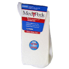 Medipeds Extra Wide Top Crew Sock - M - White - 1 Pair