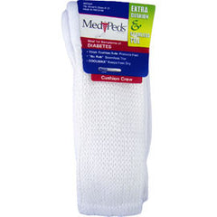 Medipeds Extra Cushion Crew Sock - M - White - 1 Pair