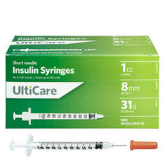 UltiCare Ulti-Thin II U-100 Insulin Syringes - Short Needle - 30 G 3/10 cc 5/16" - BX 100