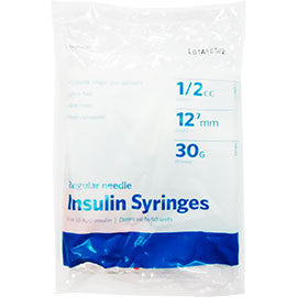 UltiCare Insulin Syringe - 30G 1/2cc 1/2" - Polybag of 10 Ct
