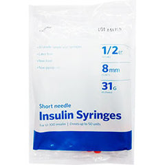 UltiCare Ulti-Fine II U-100 Insulin Syringes - Short Needle - 31G 1/2 cc 5/16" - Polybag of 10 Ct