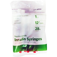 UltiCare Insulin Syringe - 28G 1/2cc 1/2" - Polybag of 10 Ct