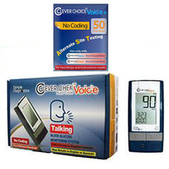 Clever Choice Auto-Code Voice Blood Glucose Meter Kit Combo (Meter Kit and Test Strips 50ct)