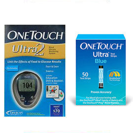 OneTouch Ultra 2 Glucose Meter Kit Combo (Meter Kit and Test Strips 50ct)