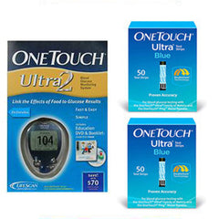 One Touch Ultra 2 Glucose Meter Kit Combo (Meter Kit and Test Strips 100ct)