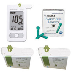 Bionime GM550 Blood Glucose Meter Kit Combo (Meter Kit, Test Strips 100ct and Reliamed Safety Seal Lancets 100ct)