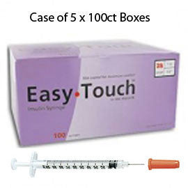 Case of 5 EasyTouch Insulin Syringe - 28G 1CC 1/2" - BX 100