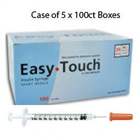 Case of 5 EasyTouch Insulin Syringe - 30G .5CC 1/2" - BX 100