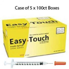 Case of 5 EasyTouch Insulin Syringe - 31G .3CC 5/16" - BX 100