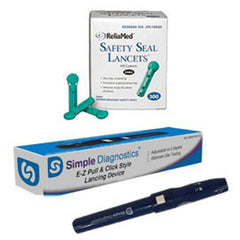 Simple Diagnostics Adjustable Lancing Device w/ Reliamed Safety Seal Lancets - 100ct