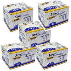 SureComfort U-100 Insulin Syringes Short Needle 31g 1/2cc 5/16in 100/bx Case of 5