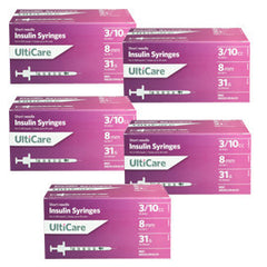 UltiCare Ulti-Fine II U-100 Insulin Syringes Short Needle 31g 3/10cc 5/16in 100/bx Case of 5
