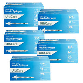 UltiCare Ulti-Fine U-100 Insulin Syringes 29g 1/2cc 1/2in 100/bx Case of 5