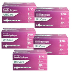 UltiCare Ulti-Thin II U-100 Insulin Syringes Short Needle 30g 3/10cc 5/16in 100/bx Case of 5
