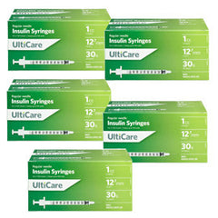 UltiCare Ulti-Fine U-100 Insulin Syringes 30g 1cc 1/2in 100/bx Case of 5