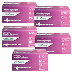 UltiCare Ulti-Fine U-100 Insulin Syringes 30g 3/10cc 1/2in 100/bx Case of 5