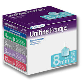 Owen Mumford Unifine Pentips, Pen Needles - 31G 8mm Short - BX 100