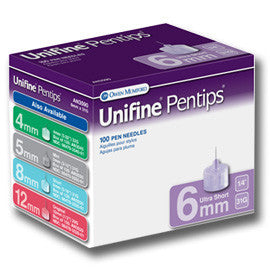 Owen Mumford Unifine Pentips, Pen Needles - 31G 6mm Ultrashort - BX 100